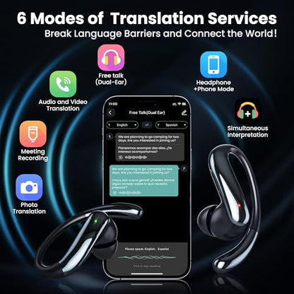 RichEast Earbud Translator P-Q16 Black 144 Languages 6.0 Touch Control Office Products
