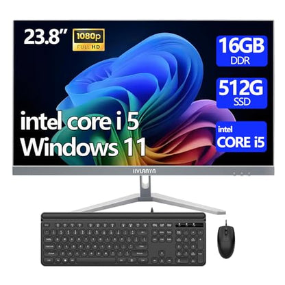 HVLANYN 23.8-Inch F668-1-001 1920x1080 All-in-One PC Intel i5 16GB DDR3 512GB SSD