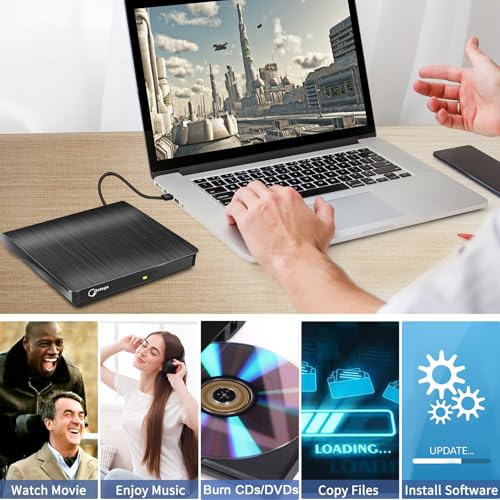 Gotega 10-Inch External DVD Drive USB 3.0 +/-RW Portable Optical Storage