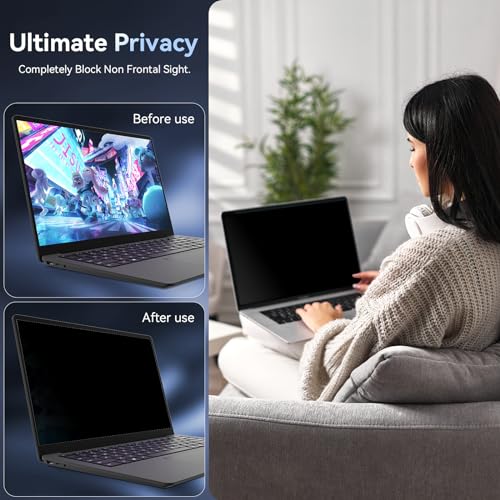 Protescreen 13.3 Inch Privacy Filter Compatible With Lenovo HP Dell Acer Asus, 16:9 Aspect Ratio, Matte Finish, Tempered Glass