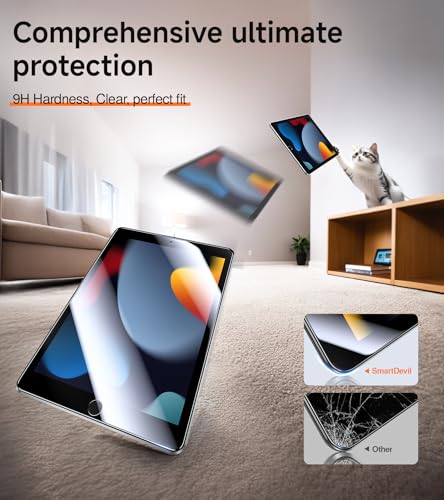 SMARTDEVIL 2 Pack 10.2 Inch Tempered Glass Screen Protector for iPad 9th/8th/7th Gen Model Number: SM-Screen Protector 9H Clarity HD