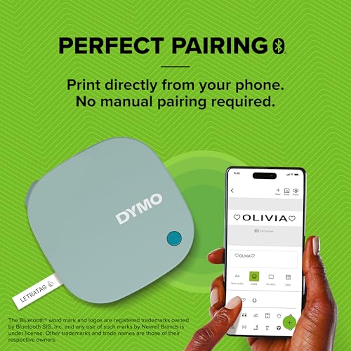 DYMO LetraTag 200B Thermal Label Printer, Monochrome Print, Bluetooth Connectivity, 160 x 160 Resolution