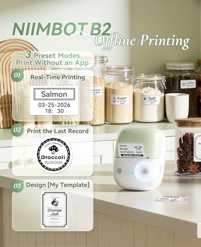 NIIMBOT B2 2 Inch Thermal Label Maker Portable Bluetooth Monochrome Printer