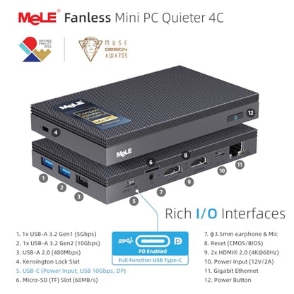 MeLE Mini PC Quieter 4C N150 4K 60Hz SSD Mini Computer