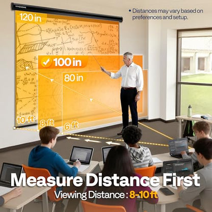 VIVOHOME 100 Inch VH555-BK 4K Projector Screen 16:9 Manual Retractable