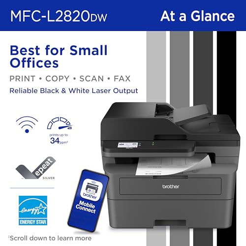 Brother MFC-L2820DW 1200 x 1200 Dots Per Inch Monochrome Multifunction Laser Printer