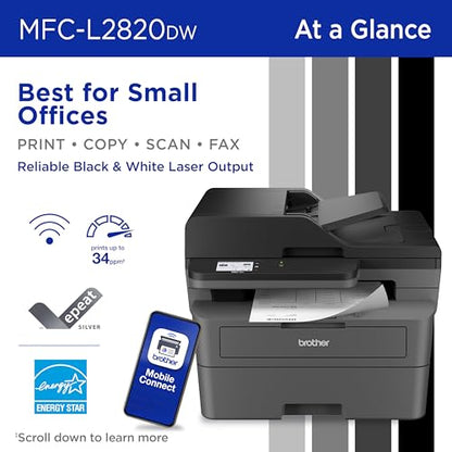 Brother MFC-L2820DW 1200 x 1200 Dots Per Inch Monochrome Multifunction Laser Printer
