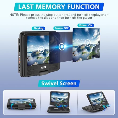 PJGCWB 9.5" Portable DVD Player PD-9018 800x480 LCD USB Car Player
