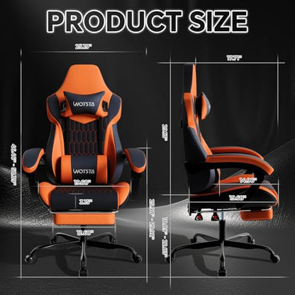 WOTSTA 5 Ergonomic Adjustable Chair Indoor Use 300 Pounds Black Orange