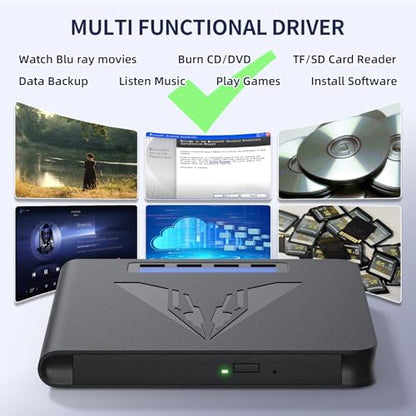 LLMHHKYK External Blu-ray Drive KL001 100GB 8x USB 3.0 Type-A & C