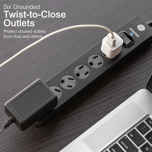 GE 4 Ft Power Strip 6 Outlets 800 Joules Type B