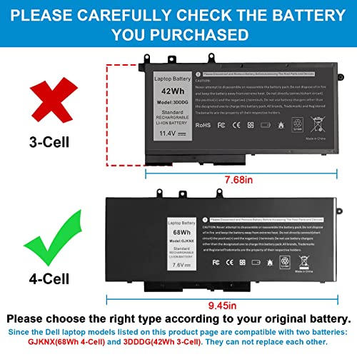 Futurebatt 68Wh GJKNX Lithium-Ion Battery 7.6V with 8500mAh Capacity for Laptops Compatibility