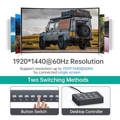 MT-VIKI 8-Port KVM Switch VC-801UK-L, 5V 0.5A Input, VGA Connector, Push Button Control, 8 Way Circuit, Rack Mountable