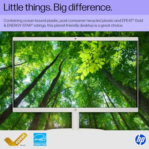 HP 21.45 inch All-in-One Desktop PC, 1920x1080, Intel N200, 8GB DDR5, 512GB PCIe SSD, Windows 11 Home, Cashmere White, Model B9KP6AA#ABA