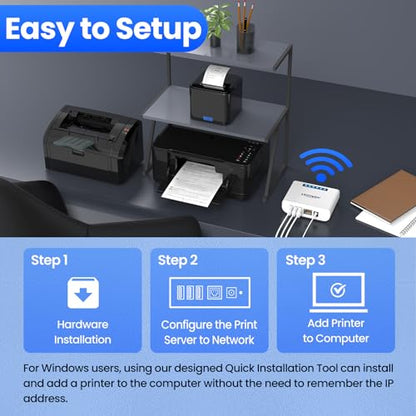 xiiaozet USB Port 3 Units Network Print Server 3.94 x 2.76 x 1.18 inches