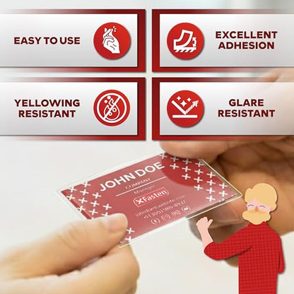 XFasten 25 Count Business Card Laminating Pouches 9.5 Mil Clear Non-Glare