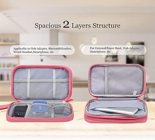 CAOODKDK Large DZ / 1 - Double Layer Canvas Electronic Organizer 1149.5ml 2 Compartments Solid Pink