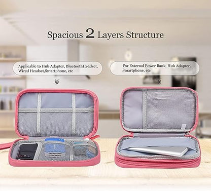 CAOODKDK Large DZ / 1 - Double Layer Canvas Electronic Organizer 1149.5ml 2 Compartments Solid Pink