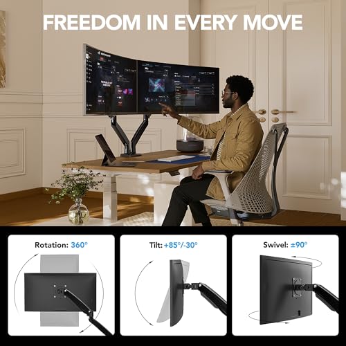 HUANUO Dual Monitor Stand 13in-40in HNDS7 VESA Mount Adjustable