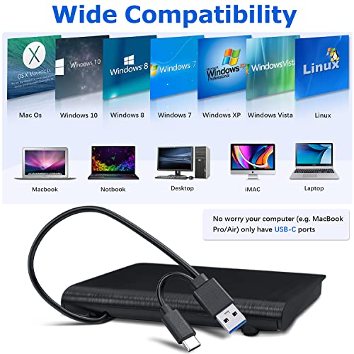 Haiway External CD/DVD Drive 8541609077 USB 3.0 Type-C Optical Burner Portable Slim