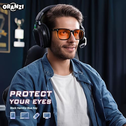 ORANZI 2 Count OG01 Blue Light Blocking Glasses Adult 52mm Lens Width TR90 Material Full Rim