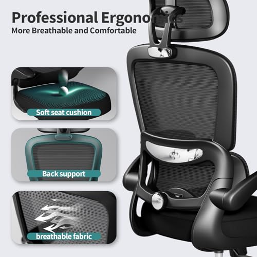 TRALT 1 Count YX001-1 Ergonomic Office Chair 330 lbs Load Capacity Indoor Use Black