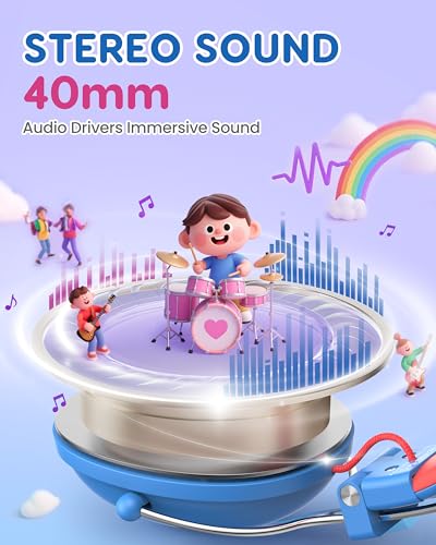 awatrue Kids Headphones HK05 Wired On-Ear Headphones for Ages 3-12 Featuring 74/85dB Volume Limiting