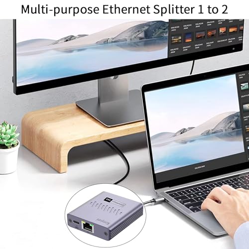 Kemjuni Ethernet Splitter 1 to 2 Powered Network Adapter 1000Mbps