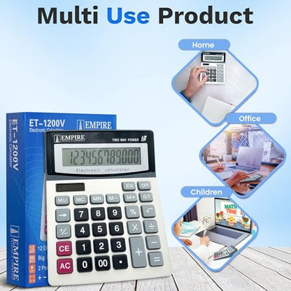 EMPIRE TRADING & COMMERCE Desk Calculator 7.28" x 5.71" 2 Inches LCD 1 AA Battery Basic Calculator