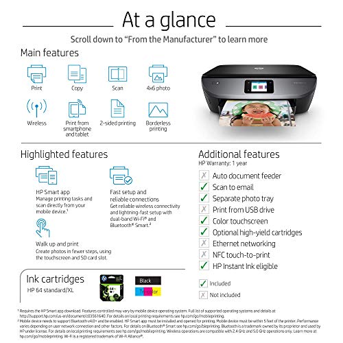 HP Envy Photo 7155 All-in-One Wireless Color Inkjet Printer 4800 x 1200 DPI 40 ppm