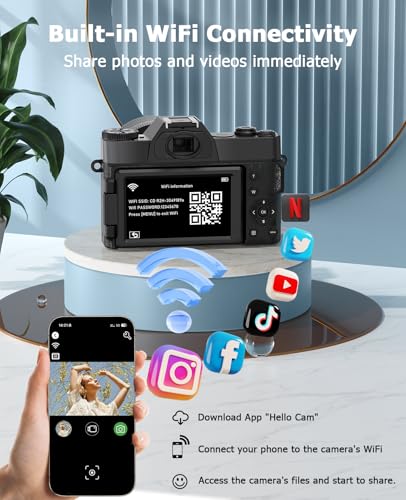 FLATIC 64MP CDR10 6K Digital Camera Compact with 3" AMOLED Screen