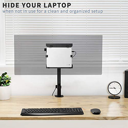 VIVO Steel Universal Full Motion Pole Mount Laptop Holder Arm, Adjustable for 10 to 15.6 inch Laptops, Black, MOUNT-PL1A-LAP3