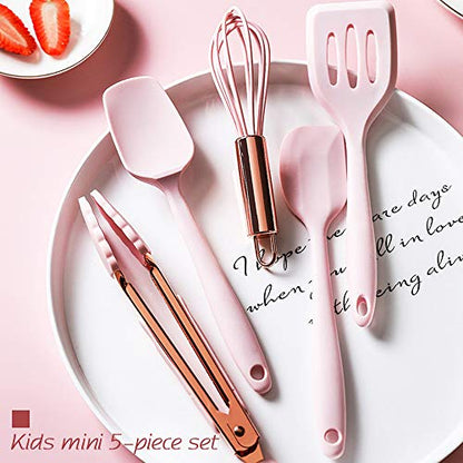 Collfa 8.2 in Mini Kitchen Utensil Set Food-Grade Silicone Cooking Tools, 5-Piece Set