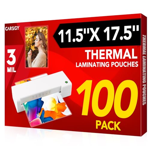 CAREGY 100 Pack Laminating Sheets 11.5 x 17.5 Inch 3 Mil Clear
