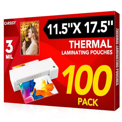 CAREGY 100 Pack Laminating Sheets 11.5 x 17.5 Inch 3 Mil Clear