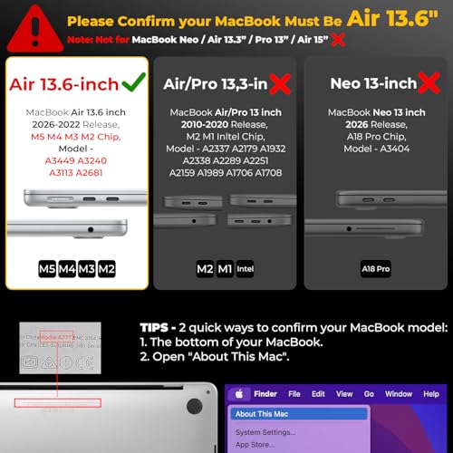 EooCoo MacBook Air 13.6 inch A3449 A3240 A3113 A2681 Polycarbonate Hard Case