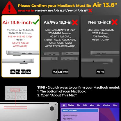 EooCoo MacBook Air 13.6 inch A3449 A3240 A3113 A2681 Polycarbonate Hard Case