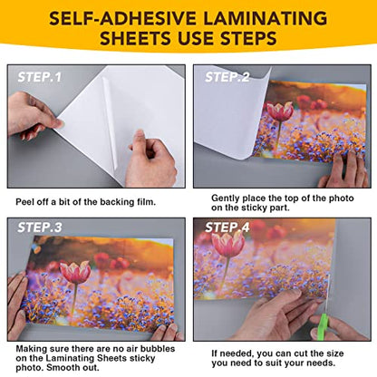 RowinsyDD 9 x 12 Inches ZZP-20P Self-Adhesive Laminating Sheets