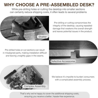 TEMI 35.8' A13-01 Non-Electric Manual Compact Freestanding Computer Desk