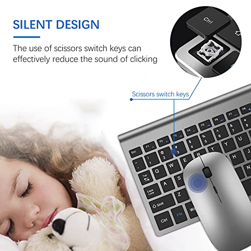 TopMate Wireless Keyboard and Mouse Combo USB Scissor Switch QWERTY 104 Keys Gray Black