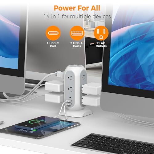 TESSAN 11 Outlet Power Strip TPS02-US-C 125V 13A Type B