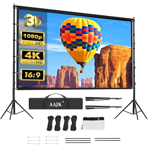 AAJK 150 inch-pro Projection Screen 4K HD Matte Manual Freestanding Polyester