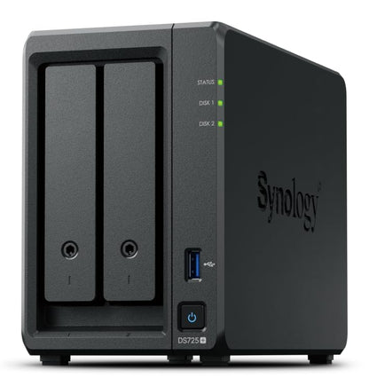 Synology DS725+/8TB-IW Network Attached Storage, 3 kg, Metal/Plastic, Tabletop Mounting