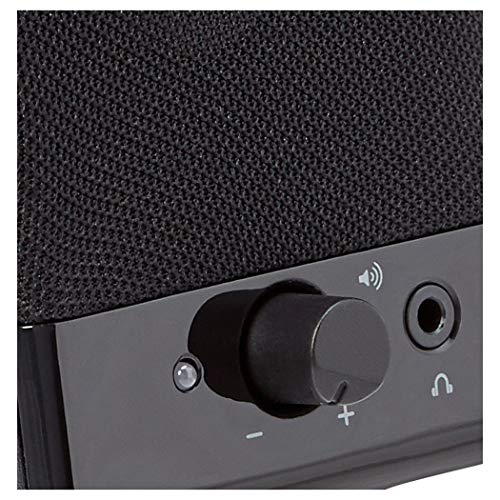 Amazon Basics 2.0 Stereo USB-Powered Speakers U213, 2.1 Watts Output, 3.5mm Aux Input, Portable, Black