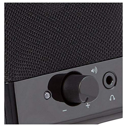 Amazon Basics 2.0 Stereo USB-Powered Speakers U213, 2.1 Watts Output, 3.5mm Aux Input, Portable, Black