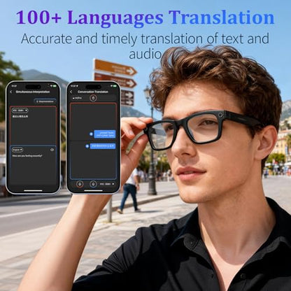 KWENRUN 1 Count KWENRUN Gen 4 Smart Glasses Bluetooth Hands-Free Calls Real-Time Translation Object Recognition Waterproof