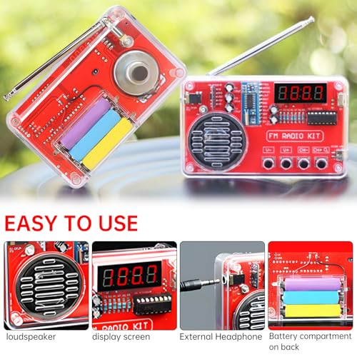 Diymore 4.5" x 2.8" x 3.5" FM Radio Kit, Model FM Radio Kit, Educational Electronics Project, Battery Powered, Mono Audio Output