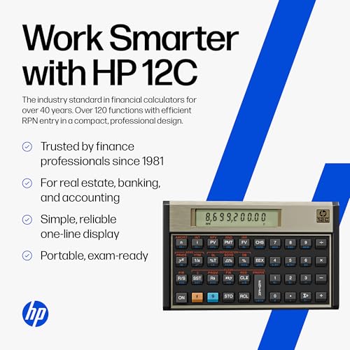 HP 12C Financial Calculator - Battery Powered - LCD Display - Black - Plastic Enclosure