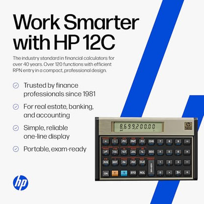 HP 12C Financial Calculator - Battery Powered - LCD Display - Black - Plastic Enclosure