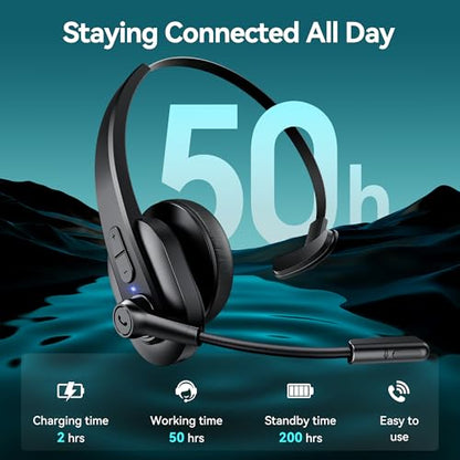 Sarevile M99+ Bluetooth Wireless Headset with USB Dongle 50 Hours Battery Life Noise Cancelling Microphone